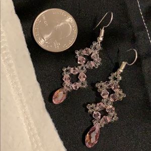 3/$10 Hand Beaded crystal Teardrop beaded earrings